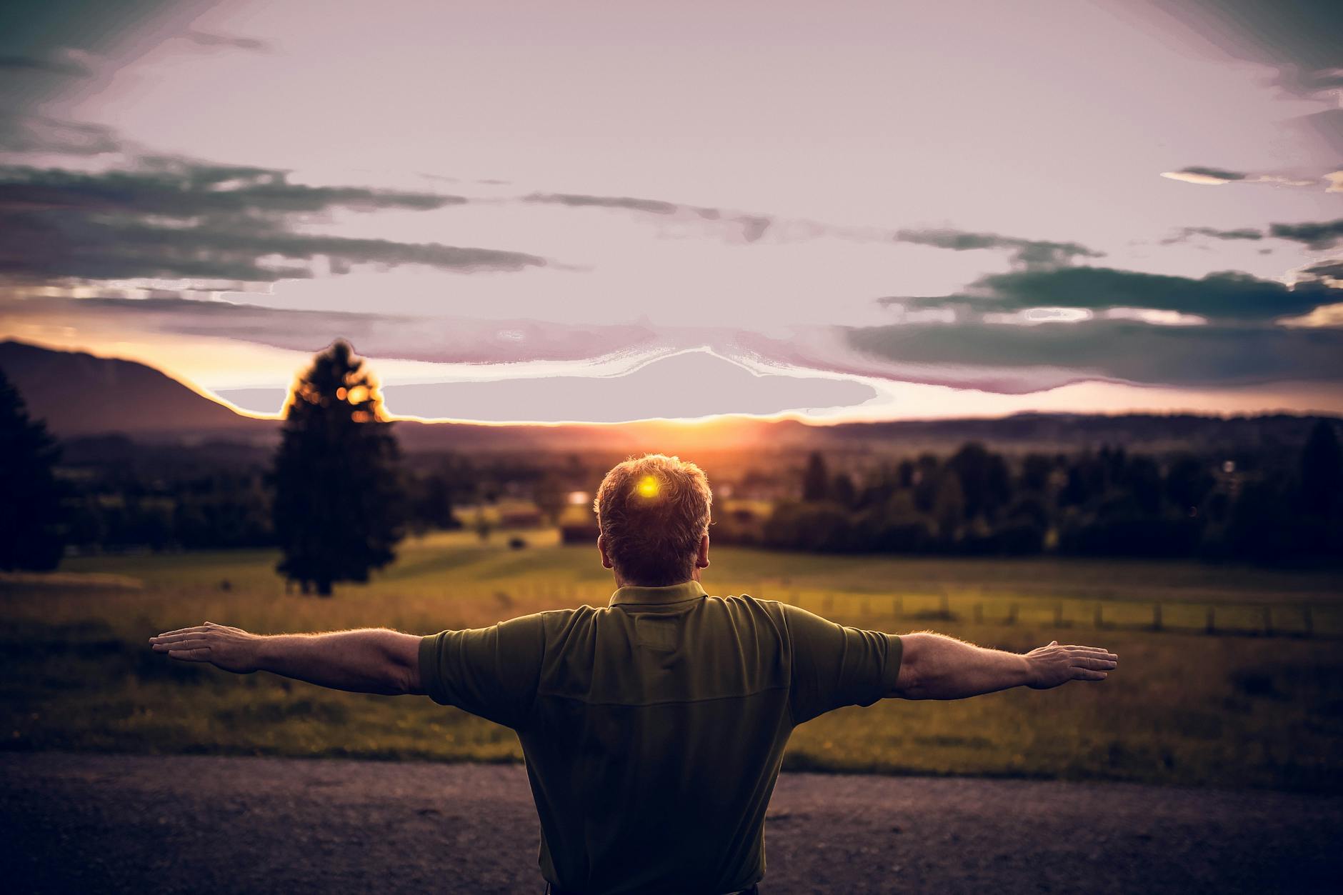 person standing open arms