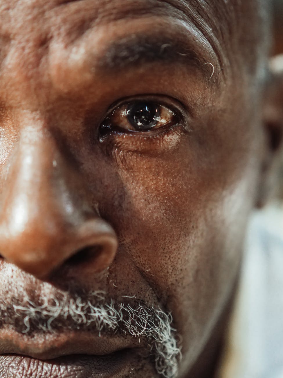 mans face in close up